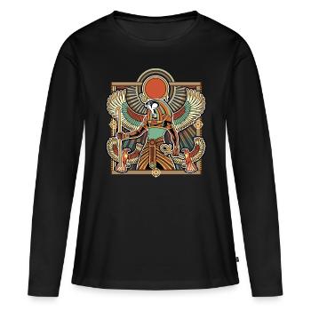 RA Dieu du Soleil ÉGYPTE - T-shirt manches longues Premium bio Femme - noir - Devant - Julia (174cm)