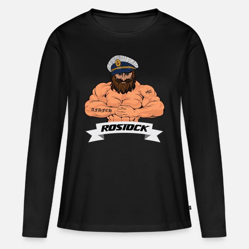 Rostocker Matrose - Frauen Premium Bio Langarmshirt - Schwarz