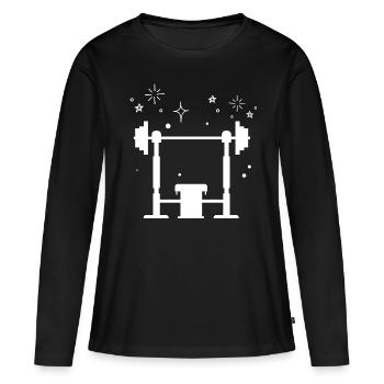 Musculation Haltérophilie Fitness Workout - T-shirt manches longues Premium bio Femme - noir - Devant - Julia (174cm)