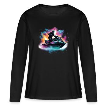 By jet ski through the galaxy - Women's Premium Organic Long Sleeve Shirt - black - Front - Julia (174cm)