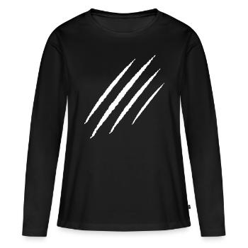 icône de blessure griffe rayée - T-shirt manches longues Premium bio Femme - noir - Devant - Julia (174cm)