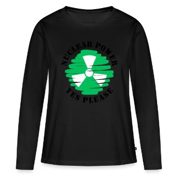 Atomkraft, Ja bitte, Kernenergie - Frauen Premium Bio Langarmshirt - Schwarz - Vorne - Julia (174cm)