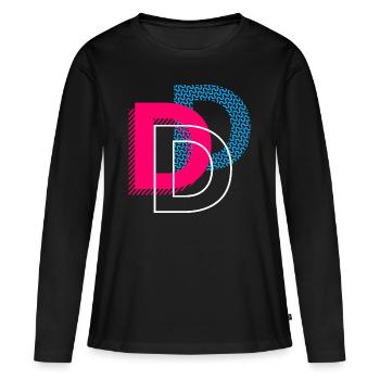 Lettre initiale D - T-shirt manches longues Premium bio Femme - noir - Devant - Julia (174cm)