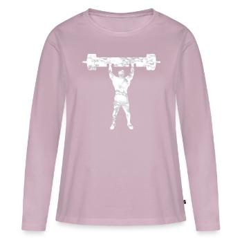 Strongman Pression sur les épaules - T-shirt manches longues Premium bio Femme - rose poudré - Devant - Julia (174cm)