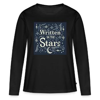 Écrit dans les étoiles - T-shirt manches longues Premium bio Femme - noir - Devant - Julia (174cm)