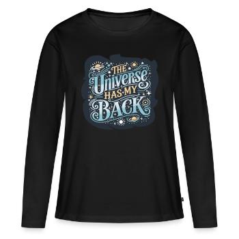 L’Univers - T-shirt manches longues Premium bio Femme - noir - Devant - Julia (174cm)
