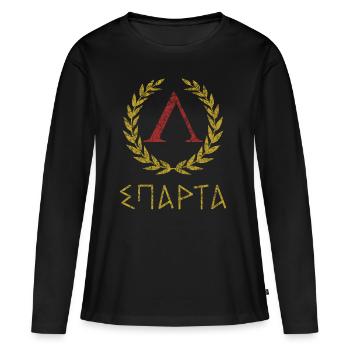 SPARTA IM GRIECHISCH - Frauen Premium Bio Langarmshirt - Schwarz - Vorne - Julia (174cm)