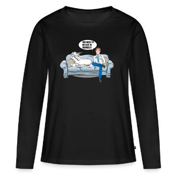 Unicorn in the psychiatrist - Women's Premium Organic Long Sleeve Shirt - black - Front - Julia (174cm)