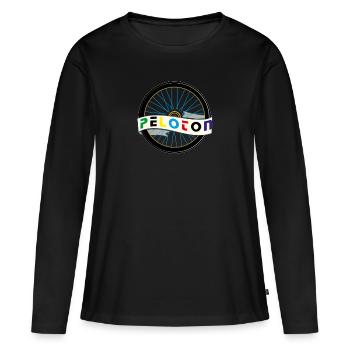 Peloton Wheel Italian Retro Vintage Bicycling - Women's Premium Organic Long Sleeve Shirt - black - Front - Julia (174cm)
