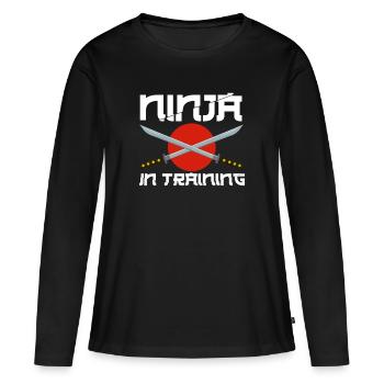 Ninja à l'entraînement de l'artiste martiale Katana Ninjutsu - T-shirt manches longues Premium bio Femme - noir - Devant - Julia (174cm)