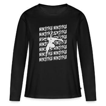 Ninjutsu Repeat Ninja Arts Martiaux - Entraînement Blanc - T-shirt manches longues Premium bio Femme - noir - Devant - Julia (174cm)