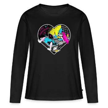 Saint Valentin - Bonne Quarantaine - T-shirt manches longues Premium bio Femme - noir - Devant - Julia (174cm)