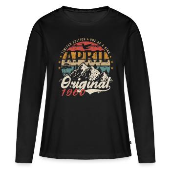 April 1960 | Geburtstag April 1960 - Frauen Premium Bio Langarmshirt - Schwarz - Vorne - Julia (174cm)