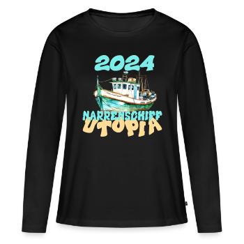 Utopia de la Nef des fous 2024 - Dates - T-shirt manches longues Premium bio Femme - noir - Devant - Julia (174cm)
