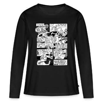 Neue Dimensionen - Frauen Premium Bio Langarmshirt - Schwarz - Vorne - Julia (174cm)
