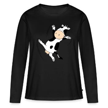 Mooviestars - Dancing Cow - T-shirt manches longues Premium bio Femme - noir - Devant - Julia (174cm)