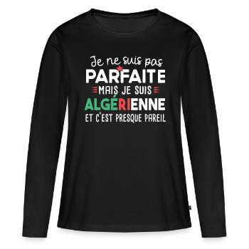 Algérienne femme. Algérie. Cadeau t-shirt pays - T-shirt manches longues Premium bio Femme - noir - Devant - Julia (174cm)