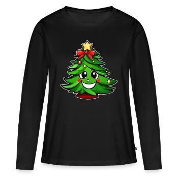 Joli sapin de Noël avec étoile - T-shirt manches longues Premium bio Femme - noir - Devant - Julia (174cm)