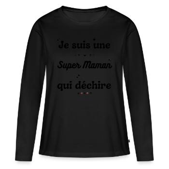 Super-Mama, die rockt - Frauen Premium Bio Langarmshirt - Schwarz - Vorne - Julia (174cm)