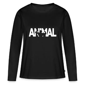 Bodybuilder musculation animal animal muscle animal - T-shirt manches longues Premium bio Femme - noir - Devant - Julia (174cm)