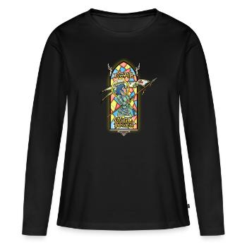 RealGirlPower - T-shirt manches longues Premium bio Femme - noir - Devant - Julia (174cm)