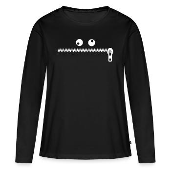 Reißverschluss Monster - Frauen Premium Bio Langarmshirt - Schwarz - Vorne - Julia (174cm)
