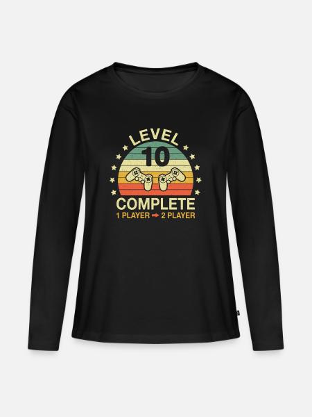 Level 10 Complete Gamer 10 Jahrestag Hochzeitstag - Frauen Premium Bio Langarmshirt - Schwarz