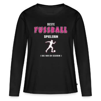 Fussball Spielerin Beste Fussballspielerin Geb. - Frauen Premium Bio Langarmshirt - Schwarz - Vorne - Julia (174cm)