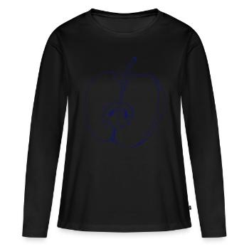 Apfel - Frauen Premium Bio Langarmshirt - Schwarz - Vorne - Julia (174cm)
