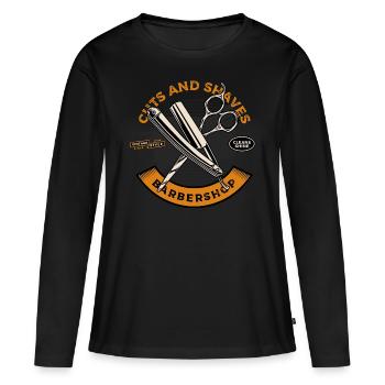 Barber Barber Shop Rasage Bart Barbier - T-shirt manches longues Premium bio Femme - noir - Devant - Julia (174cm)