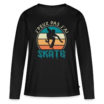 Ich kann nicht, ich habe geschenk-geschenk-skateboard - Frauen Premium Bio Langarmshirt - Schwarz - Vorne - Julia (174cm)
