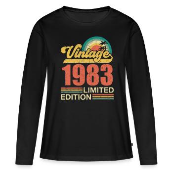 Millésime 1983 édition limitée - T-shirt manches longues Premium bio Femme - noir - Devant - Julia (174cm)