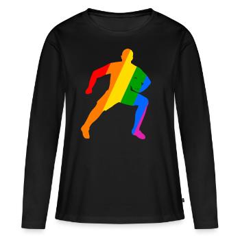 La puissance du rugby dans l’arc-en-ciel - T-shirt manches longues Premium bio Femme - noir - Devant - Julia (174cm)