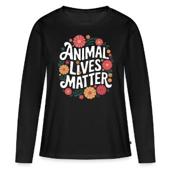 Végétarien Végétalien Végétarien Végétarien - T-shirt manches longues Premium bio Femme - noir - Devant - Julia (174cm)