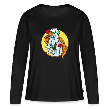 Roméo Lover Horse (cheval) - T-shirt manches longues Premium bio Femme - noir - Devant - Julia (174cm)