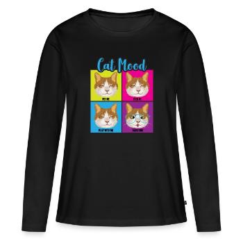 Humeurs drôles de chat - T-shirt manches longues Premium bio Femme - noir - Devant - Julia (174cm)