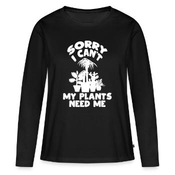 Mes plantes - T-shirt manches longues Premium bio Femme - noir - Devant - Julia (174cm)