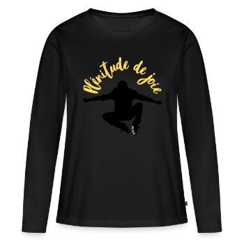 Plénitude de joie - Ps/16:11 - T-shirt manches longues Premium bio Femme - noir - Devant - Julia (174cm)