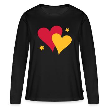Coeurs et Etoiles - T-shirt manches longues Premium bio Femme - noir - Devant - Julia (174cm)