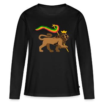 Lion Reggae - Frauen Premium Bio Langarmshirt - Schwarz - Vorne - Julia (174cm)