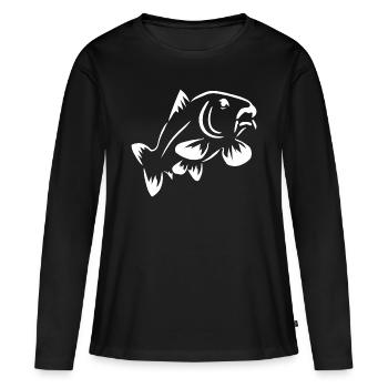 Carpes de poisson dessin - T-shirt manches longues Premium bio Femme - noir - Devant - Julia (174cm)