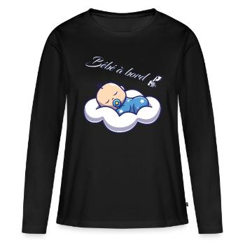bébé à bord - T-shirt manches longues Premium bio Femme - noir - Devant - Julia (174cm)