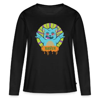 RAVER Chat - T-shirt manches longues Premium bio Femme - noir - Devant - Julia (174cm)
