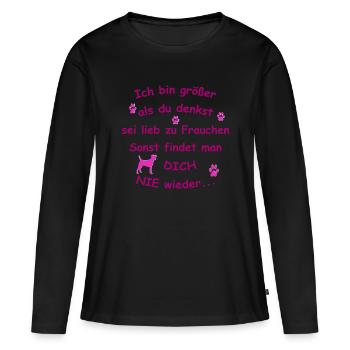Sicheres Gassi gehen mit deinem Hund - Frauen Premium Bio Langarmshirt - Schwarz - Vorne - Julia (174cm)