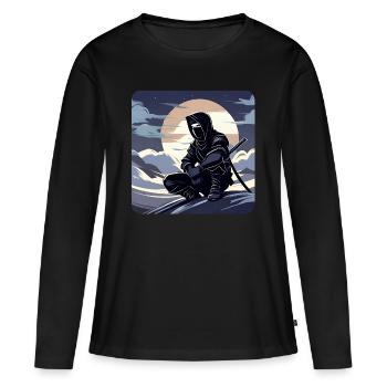 Mystérieux guerrier ninja - T-shirt manches longues Premium bio Femme - noir - Devant - Julia (174cm)