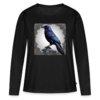 Corbeau noir - T-shirt manches longues Premium bio Femme - noir - Devant - Julia (174cm)
