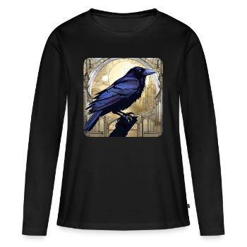 Corbeau noir - T-shirt manches longues Premium bio Femme - noir - Devant - Julia (174cm)