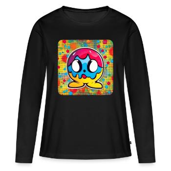 Psychedelisches Motiv Smiley - Frauen Premium Bio Langarmshirt - Schwarz - Vorne - Julia (174cm)