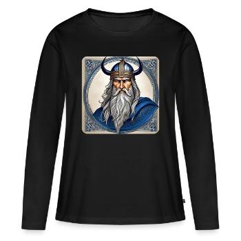 Proud Viking with Horns Helmet - Women's Premium Organic Long Sleeve Shirt - black - Front - Julia (174cm)