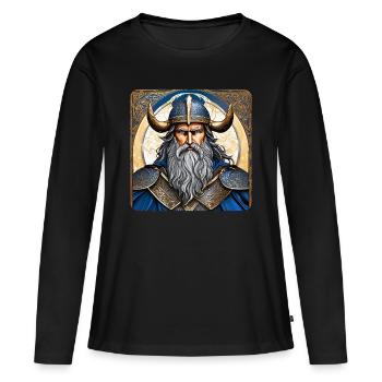 Proud Viking with Horns Helmet - Women's Premium Organic Long Sleeve Shirt - black - Front - Julia (174cm)
